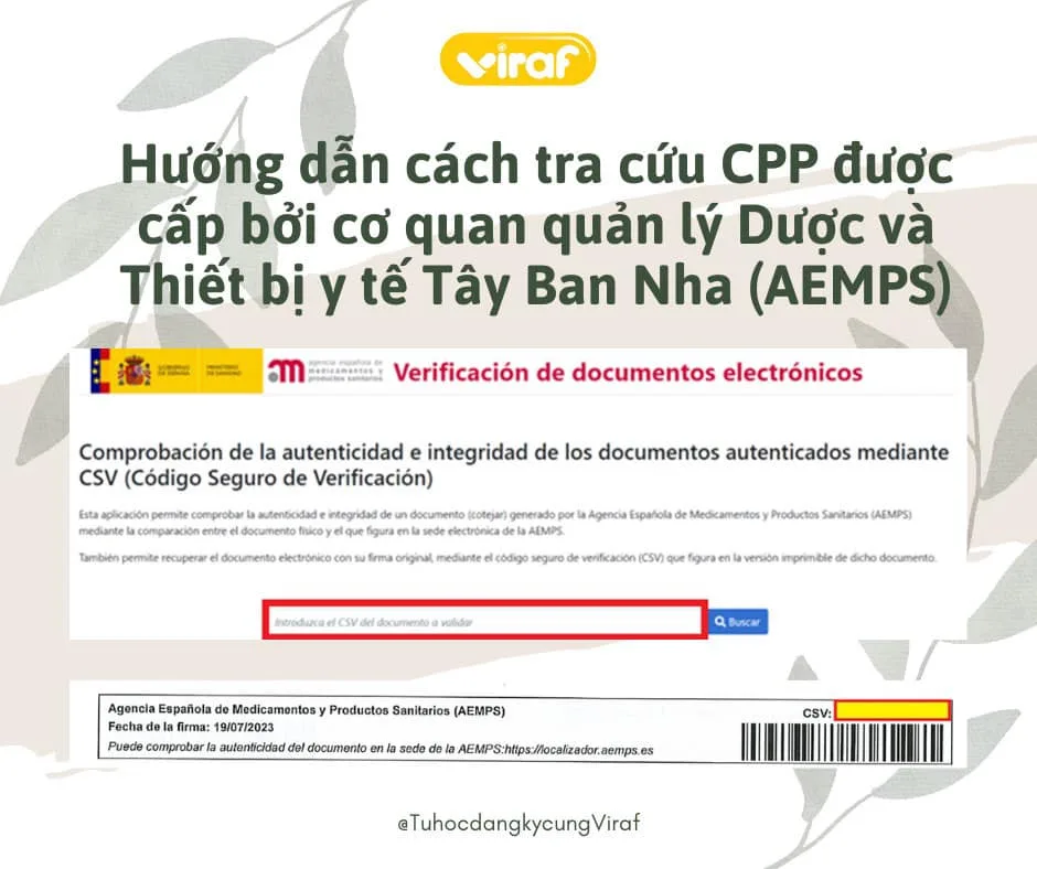HƯỚNG DẪN CÁCH TRA CỨU CPP ĐƯỢC CẤP BỞI CƠ QUAN QUẢN LÝ DƯỢC VÀ THIẾT BỊ Y TẾ TÂY BAN NHA (AEMPS)