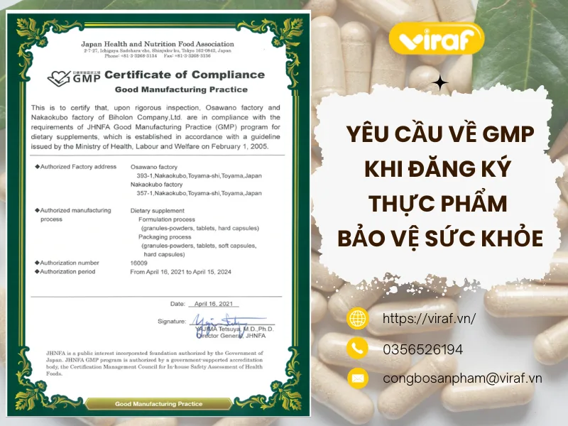 Yêu cầu về GMP khi đăng ký thực phẩm bảo vệ sức khỏe