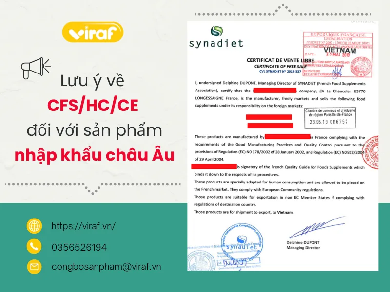 Lưu ý về CFS/HC/CE đối với sản phẩm nhập khẩu châu Âu