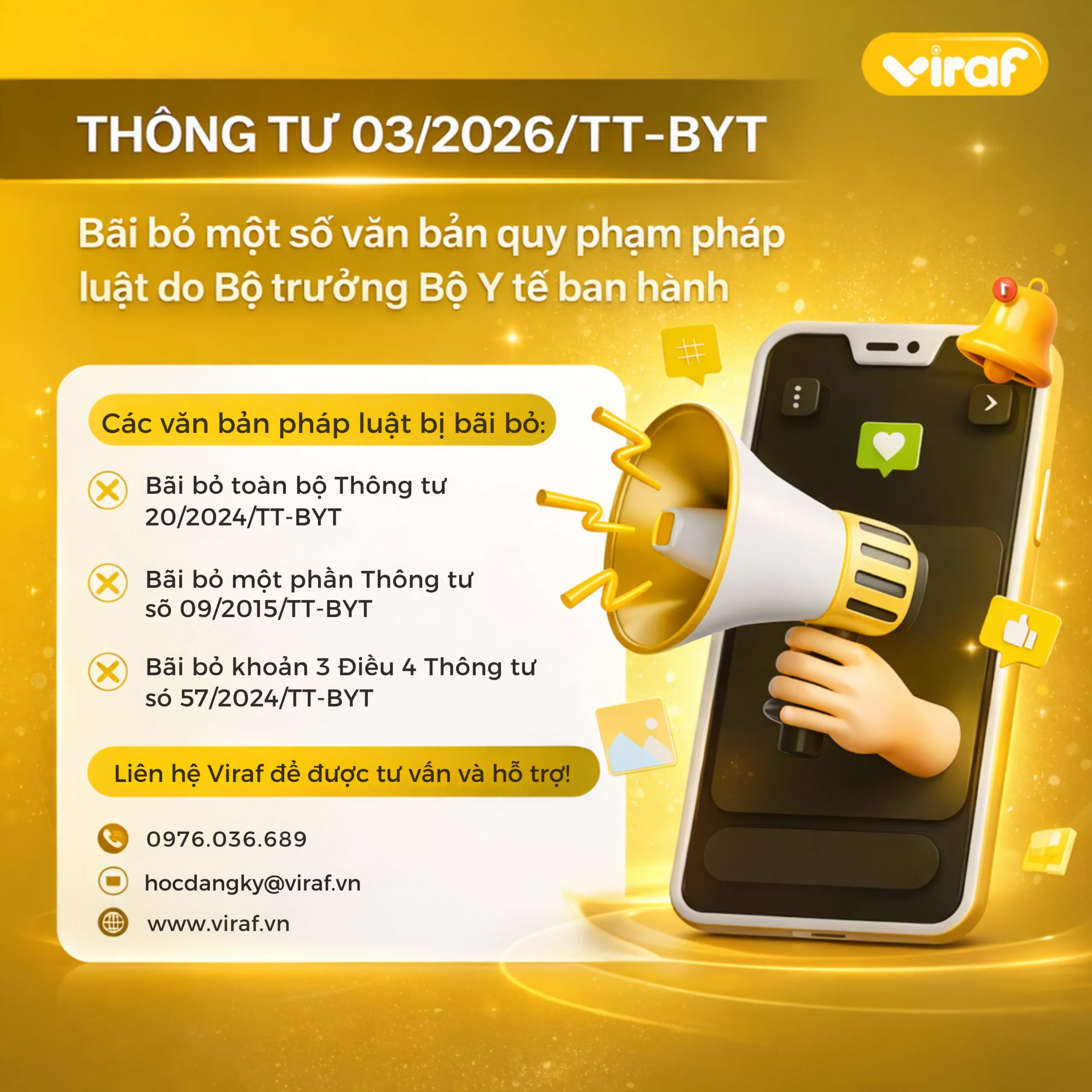 THÔNG TƯ 03/2026/TT-BYT: BÃI BỎ NHIỀU QUY ĐỊNH VỀ XÁC NHẬN NỘI DUNG QUẢNG CÁO TRONG LĨNH VỰC Y TẾ