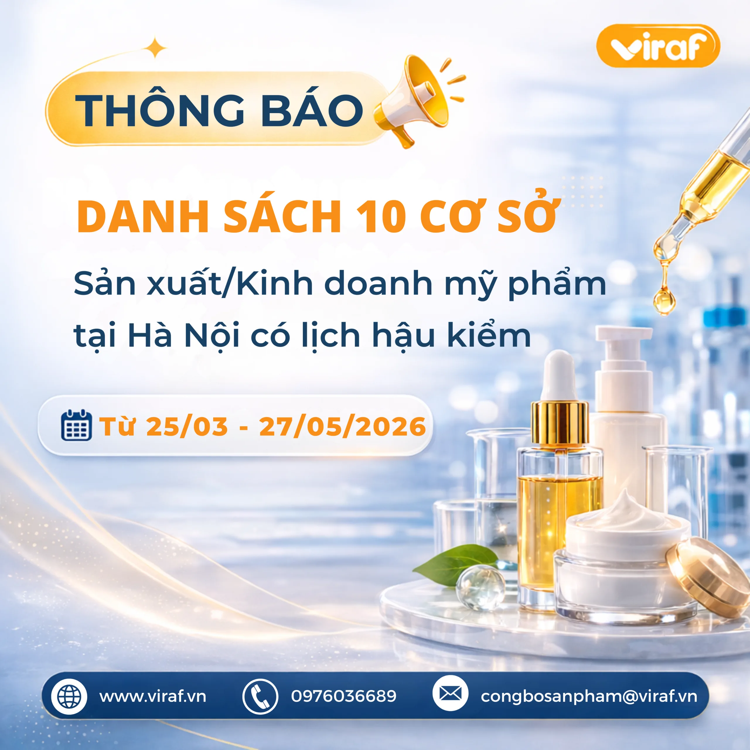 DANH SÁCH 10 CƠ SỞ KINH DOANH/SẢN XUẤT MỸ PHẨM TẠI HÀ NỘI CÓ LỊCH HẬU KIỂM TRONG NĂM 2026