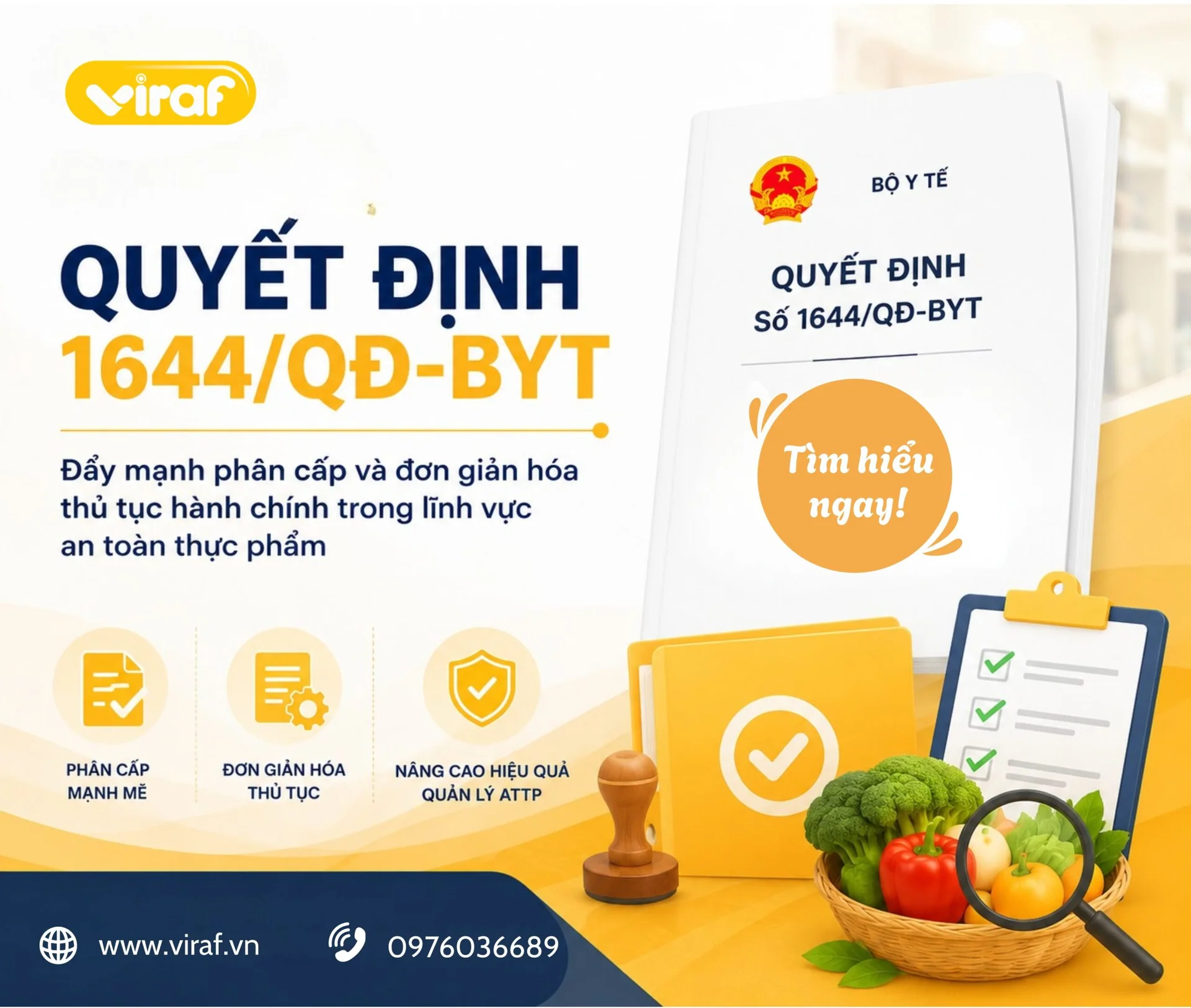 Quyết định số 1644/QĐ-BYT – Đẩy mạnh phân cấp và đơn giản hóa thủ tục hành chính trong lĩnh vực an toàn thực phẩm
