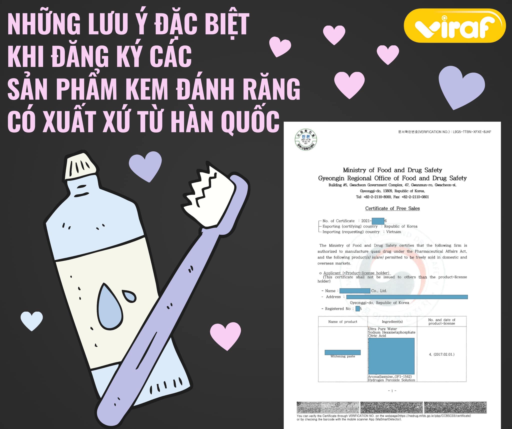 Những lưu ý đặc biệt khi đăng ký các sản phẩm kem đánh răng có xuất xứ từ Hàn Quốc