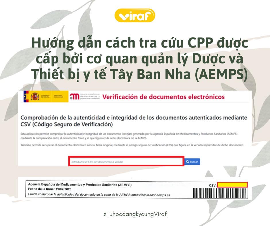 Hướng dẫn cách tra cứu CPP được cấp bởi cơ quan quản lý Dược và Thiết bị y tế Tây Ban Nha (AEMPS)
