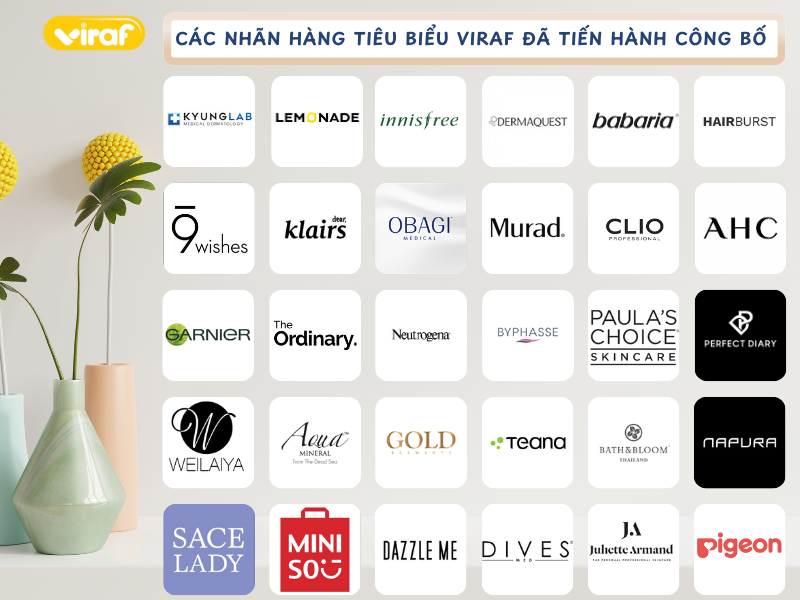 Các nhãn hàng tiêu biểu Viraf đã tiến hành công bố